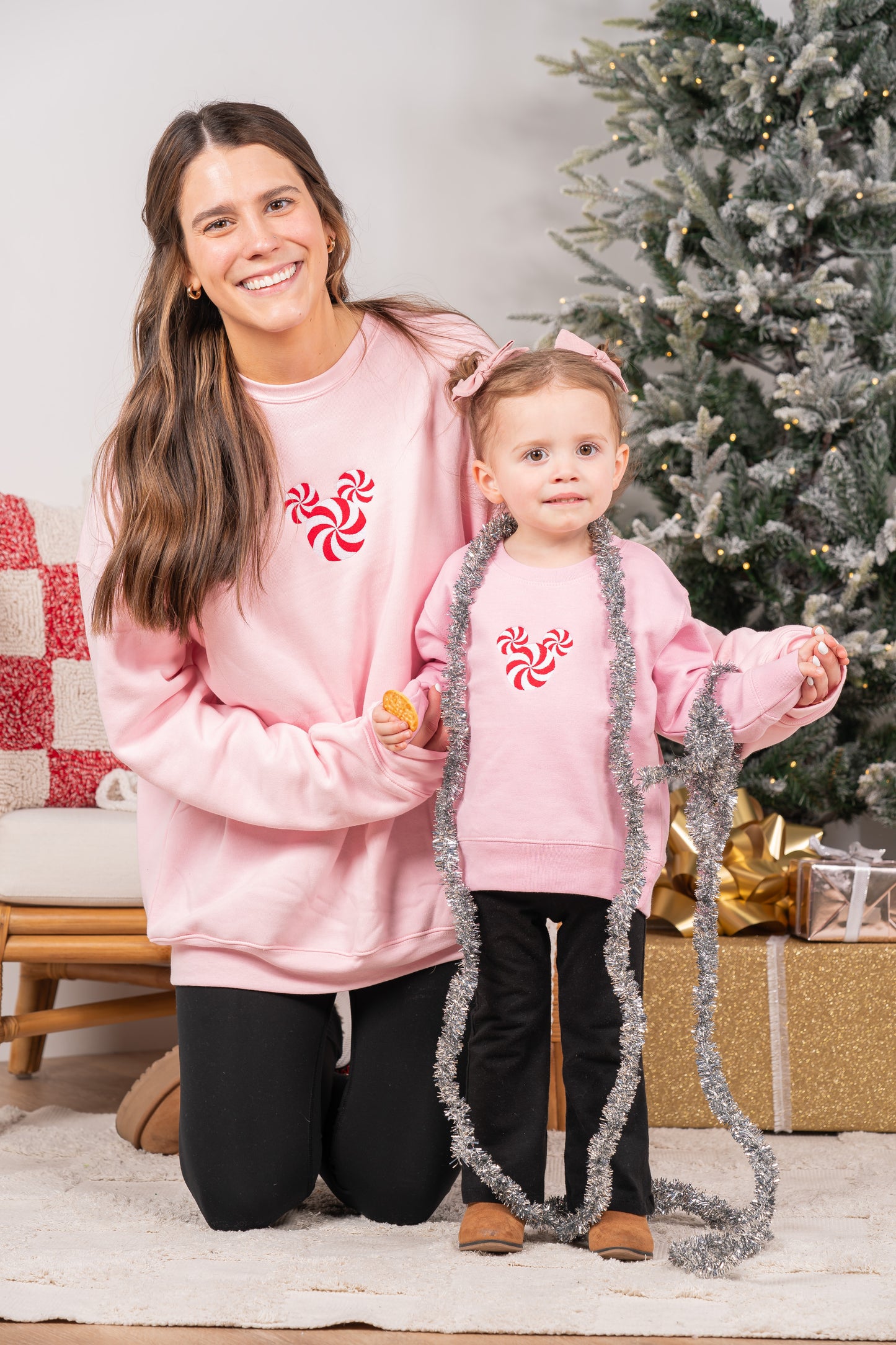 Peppermint Mouse - Embroidered Sweatshirt (Light Pink)
