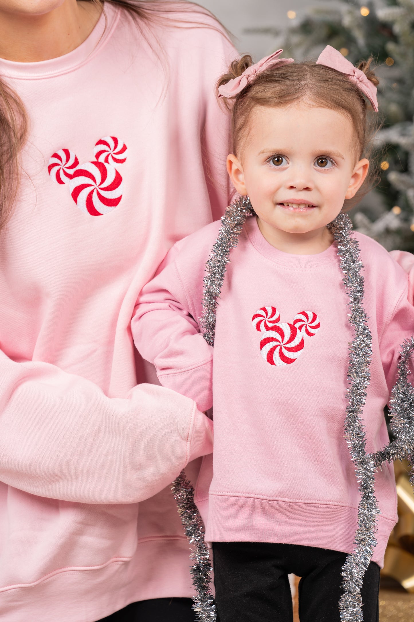Peppermint Mouse - Embroidered Kids Sweatshirt (Pink)