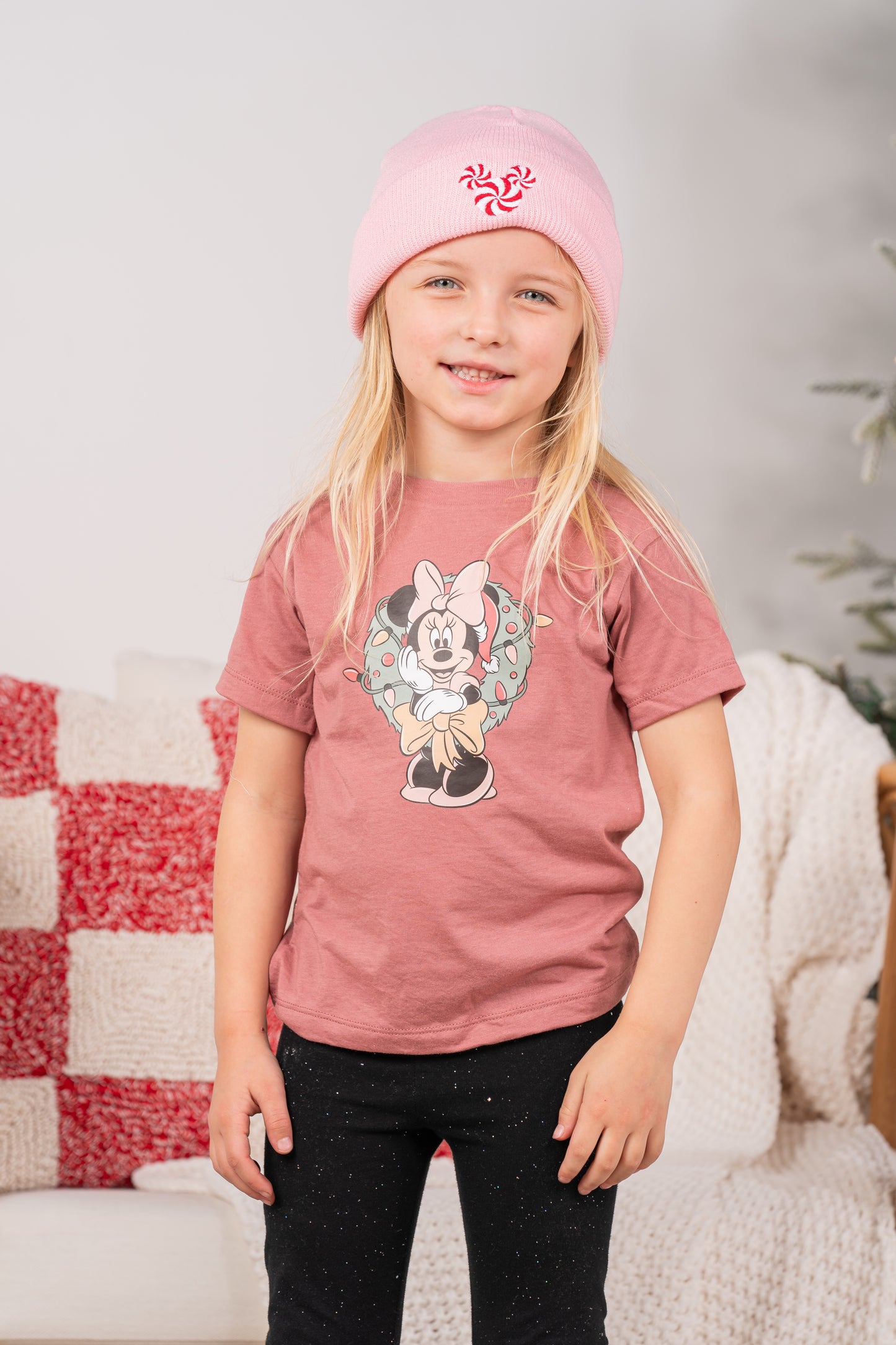 Peppermint Mouse - Embroidered Beanie (Pink)