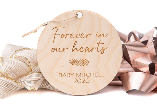 Forever In Our Hearts (Custom Name, Remembrance Ornament) - Wooden Christmas Tree Ornament