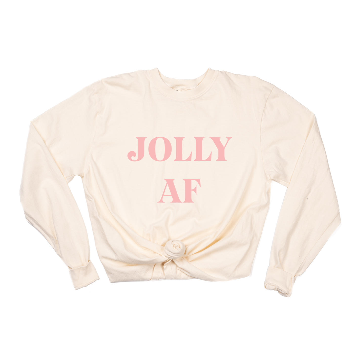 Jolly AF (Pink) - Tee (Vintage Natural, Long Sleeve)