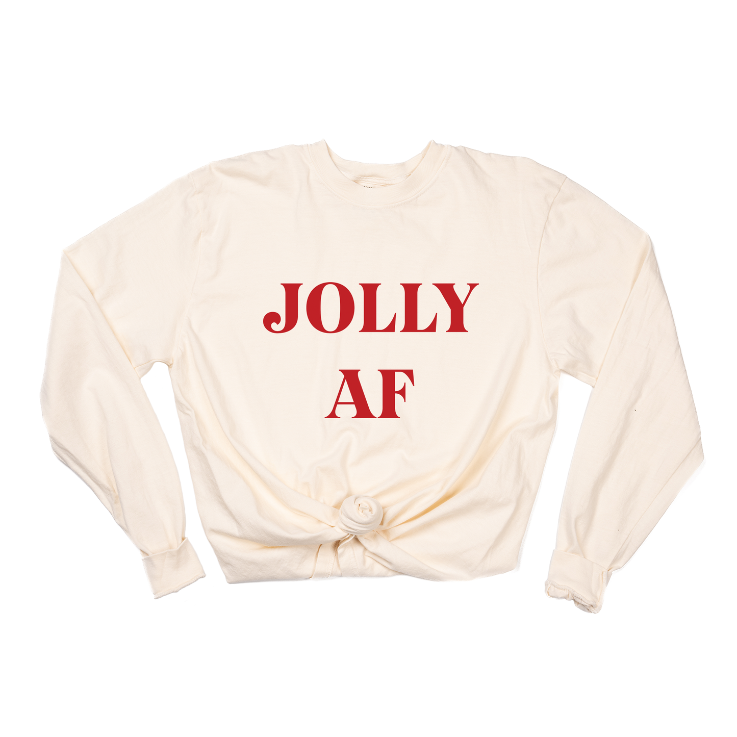 Jolly AF (Red) - Tee (Vintage Natural, Long Sleeve)