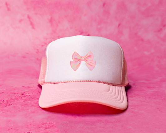 Bow - Kids Trucker Hat (White/Light Pink)