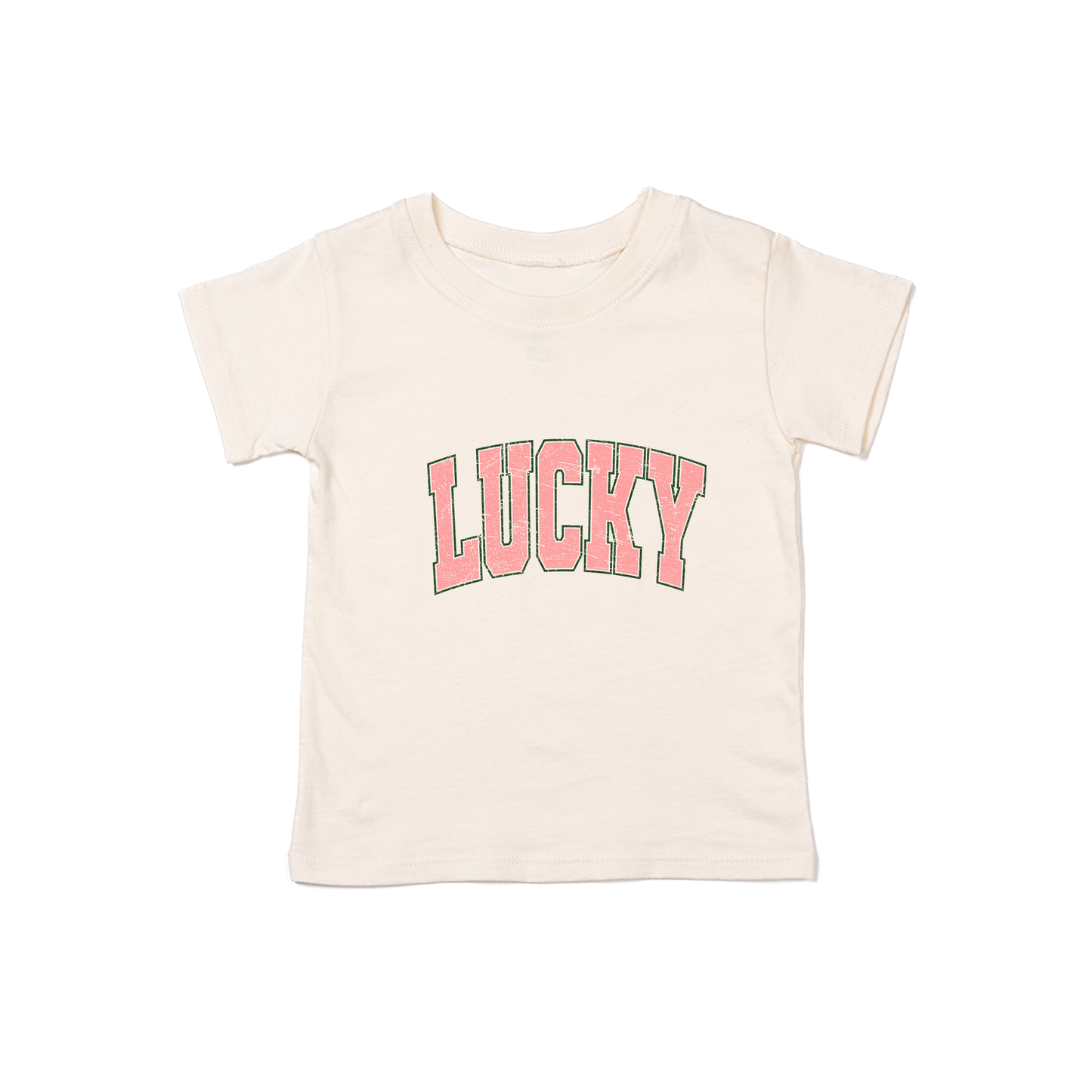 LUCKY (Varsity, Pink) - Kids Tee (Natural)