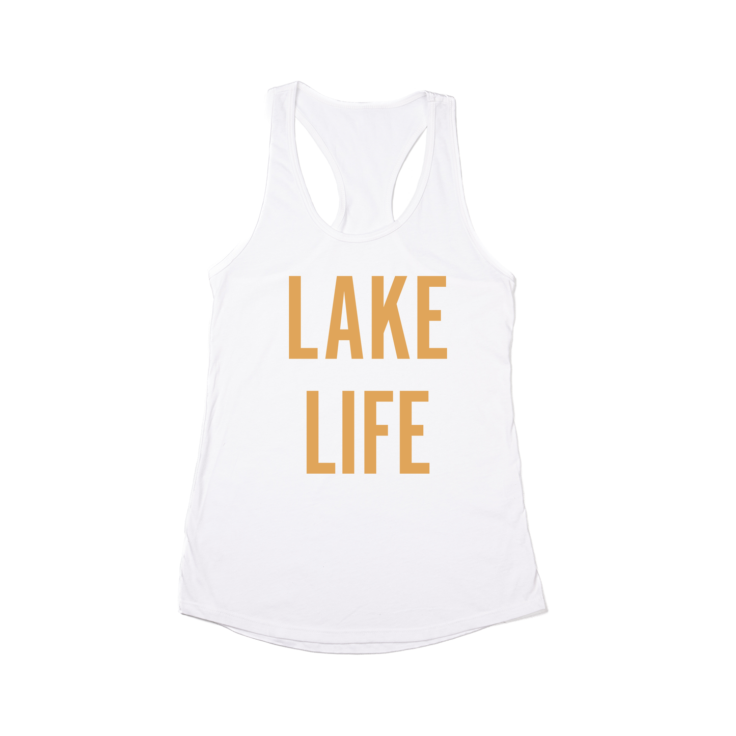 Lake Life (Mustard) - Women's Racerback Tank Top (White)