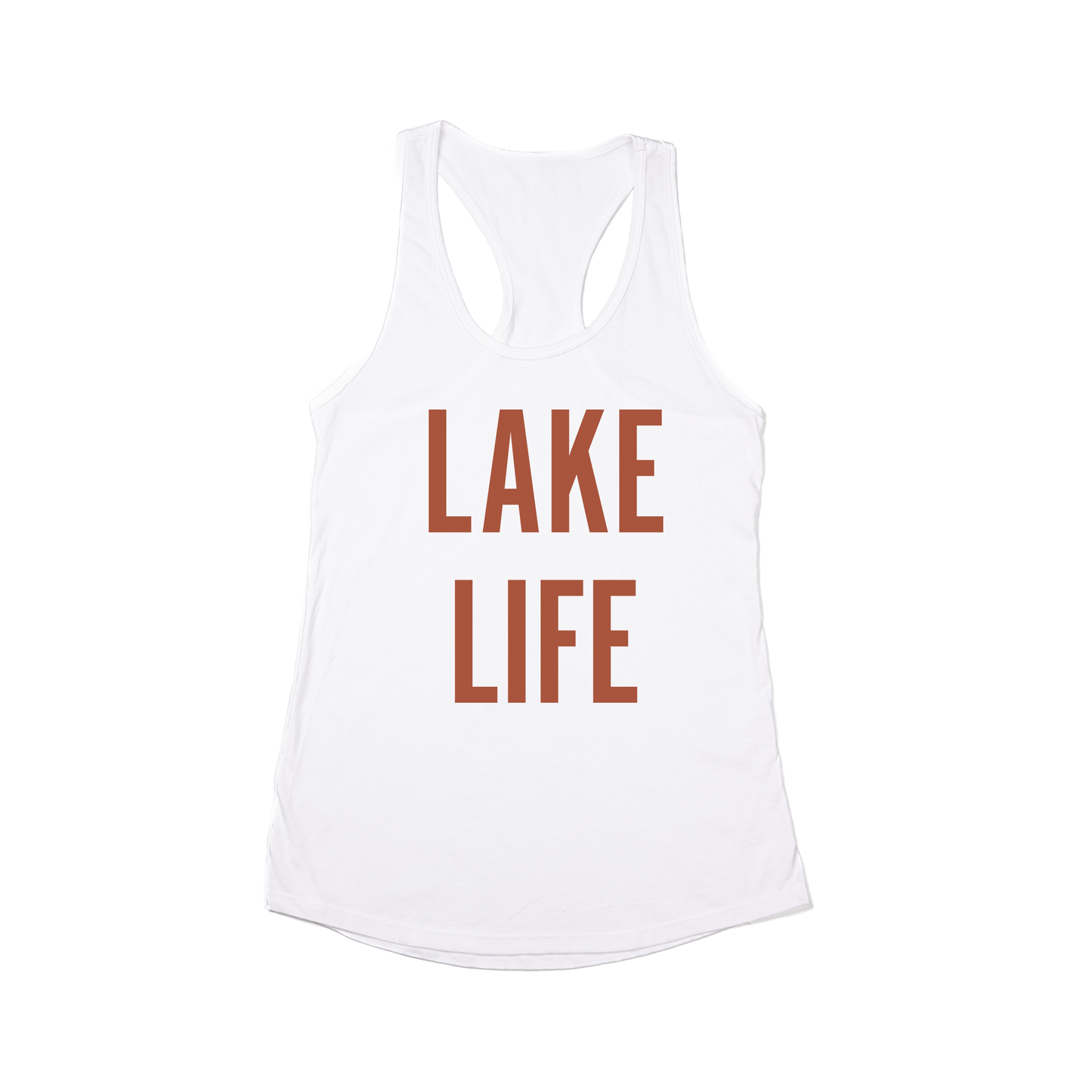 Lake Life (Rust) - Women's Racerback Tank Top (White)