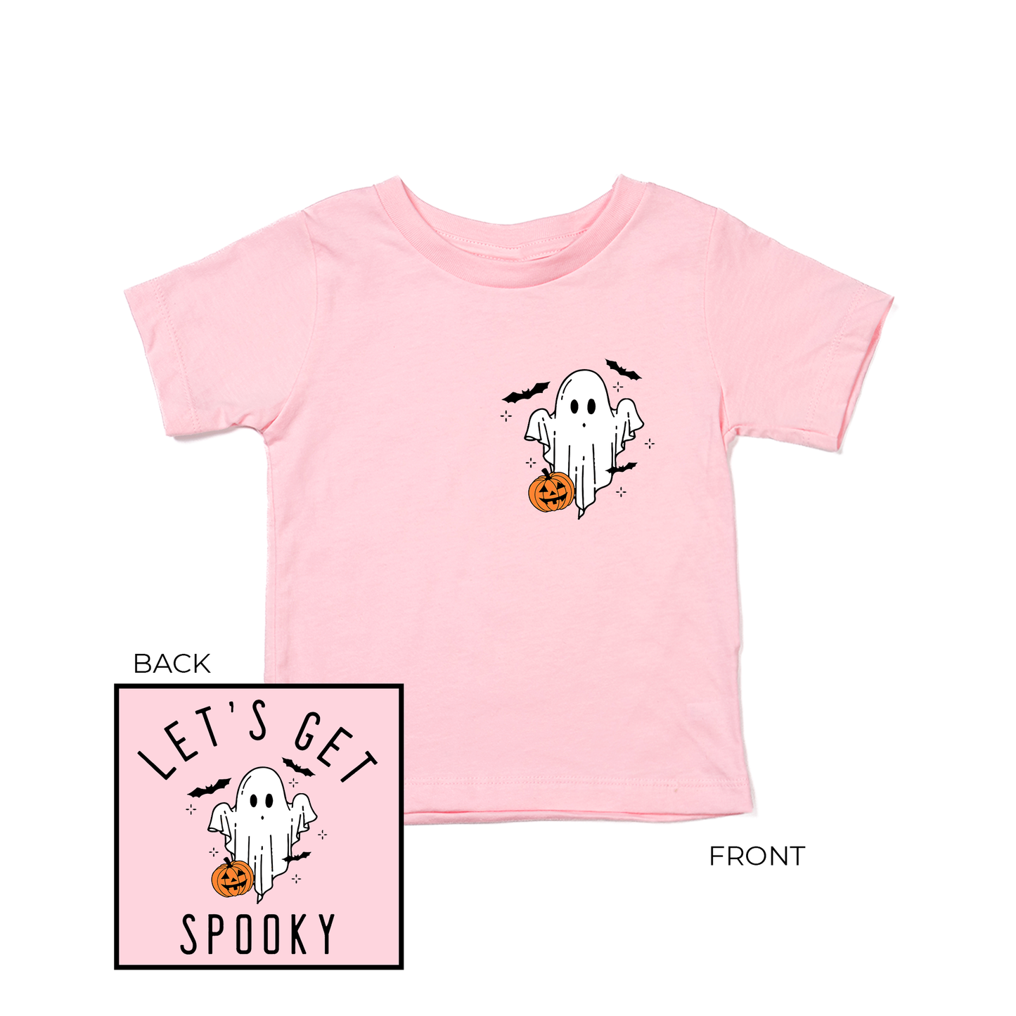 Let's Get Spooky (Pocket & Back) - Kids Tee (Pink)