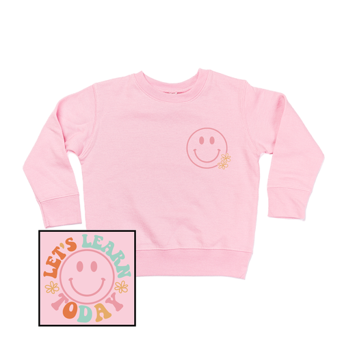 Let's Learn Today (Multicolor, Pocket & Back) - Kids Sweatshirt (Pink)