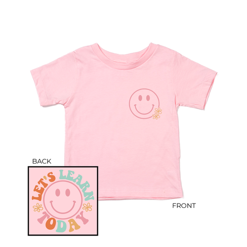 Let's Learn Today (Multicolor, Pocket & Back) - Kids Tee (Pink)