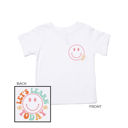 Let's Learn Today (Multicolor, Pocket & Back) - Kids Tee (White)