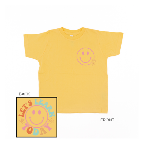 Let's Learn Today (Multicolor, Pocket & Back) - Kids Tee (Yellow)