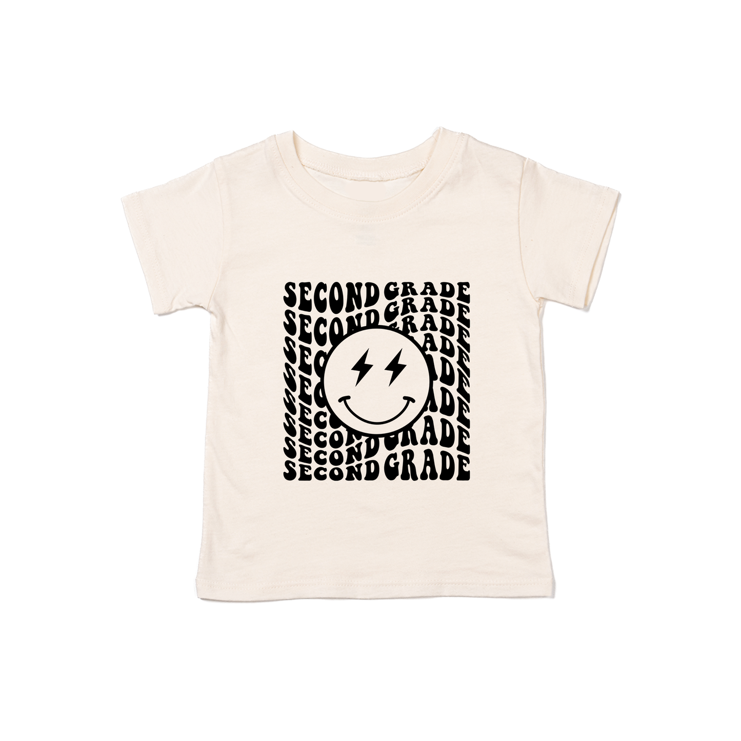 Lightning Smiley (Black) Pick your Grade - Kids Tee (Natural)