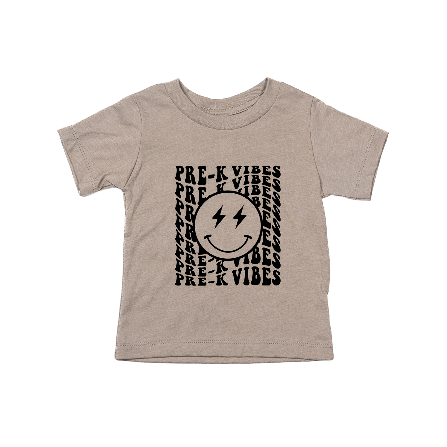 Lightning Smiley (Black) Pick your Grade - Kids Tee (Pale Moss)