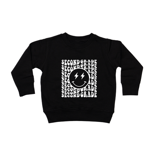 Lightning Smiley (White) Pick your Grade - Kids Sweatshirt (Black)