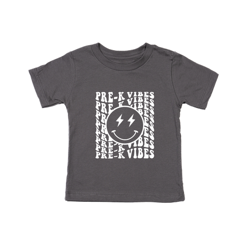 Lightning Smiley (White) Pick your Grade - Kids Tee (Ash)