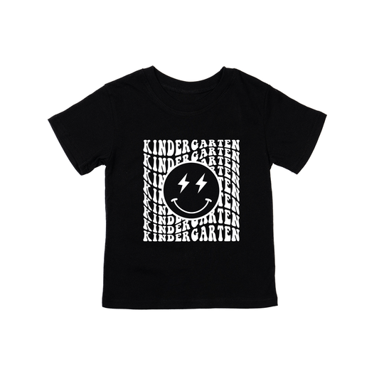 Lightning Smiley (White) Pick your Grade - Kids Tee (Black)