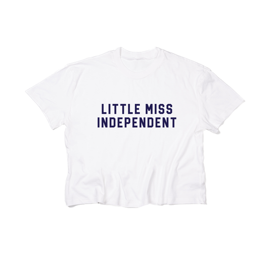 Little Miss Independent (Navy) - Cropped Tee (White)