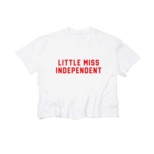 Little Miss Independent (Red) - Cropped Tee (White)