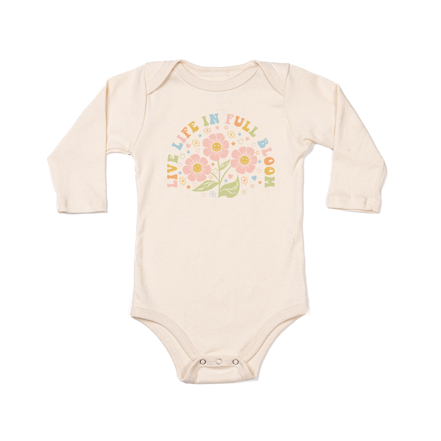 Live Life in Full Bloom - Bodysuit (Natural, Long Sleeve)