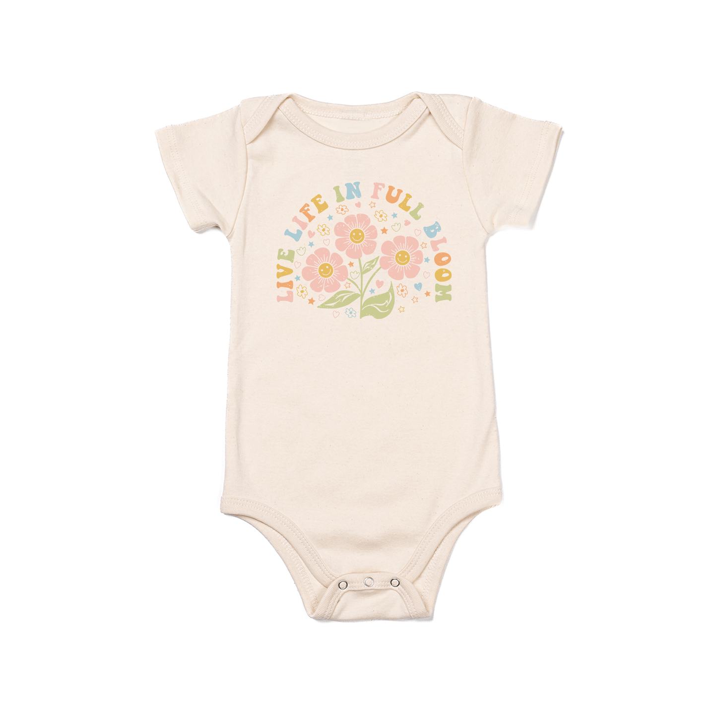 Live Life in Full Bloom - Bodysuit (Natural, Short Sleeve)