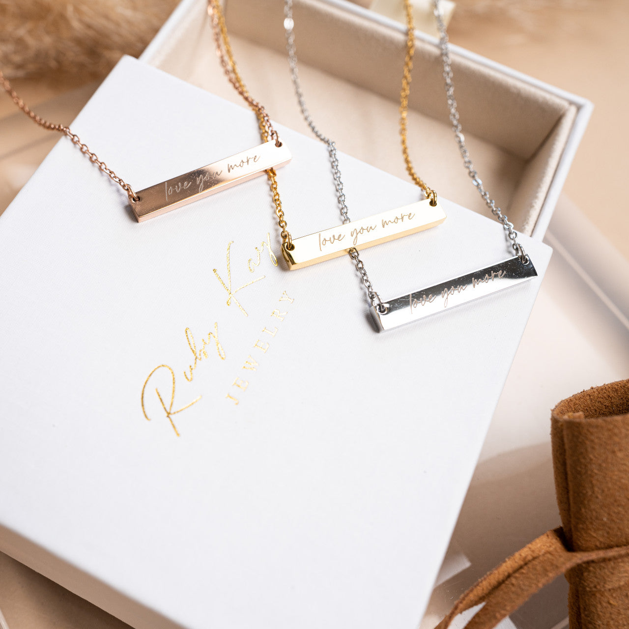 Love You More  - Bar Necklace