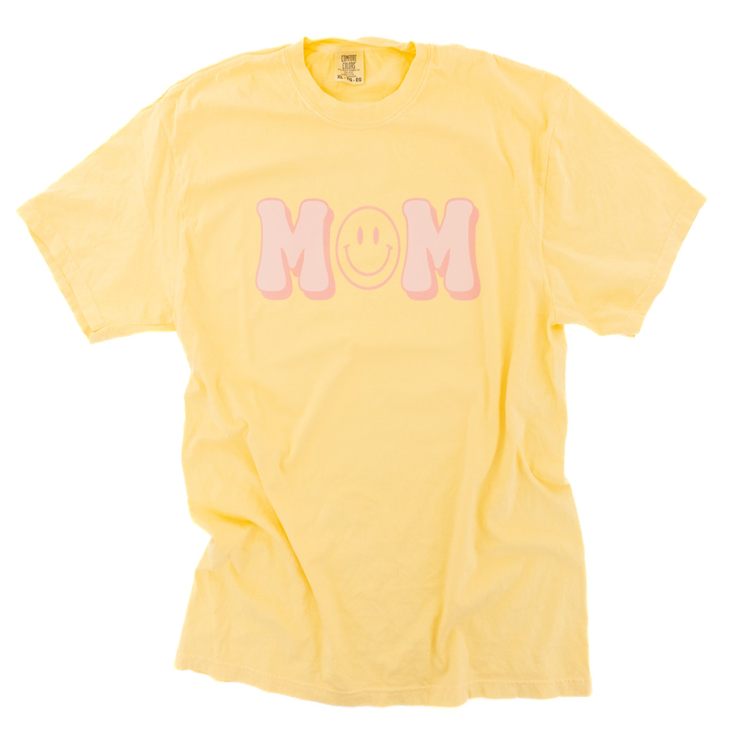 MOM Smiley (Across Front) - Tee (Pale Yellow)