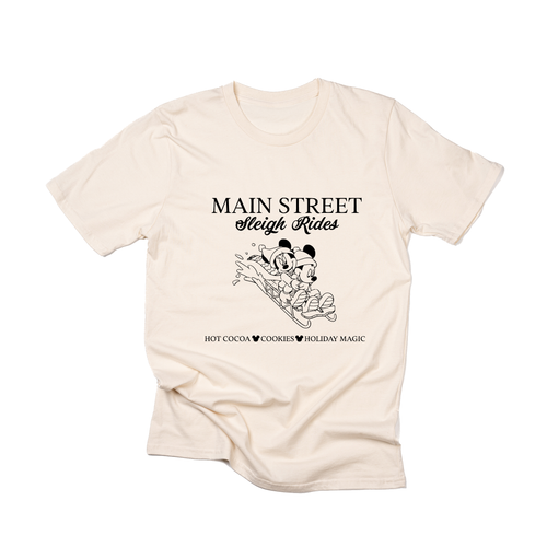 Main Street Sleigh Rides (Black) - Tee (Natural)