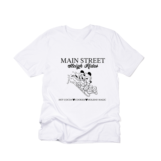 Main Street Sleigh Rides (Black) - Tee (White)