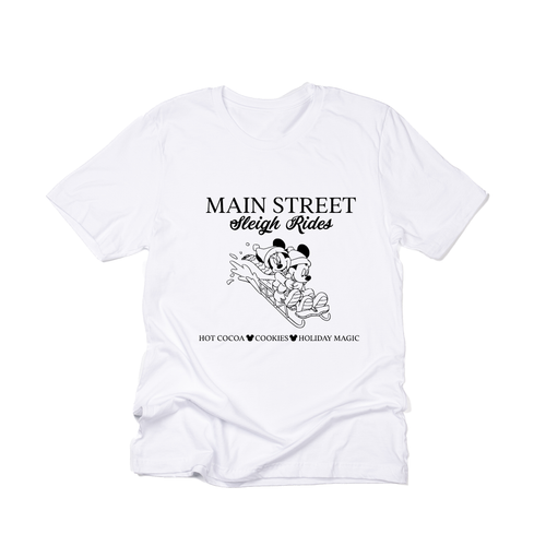 Main Street Sleigh Rides (Black) - Tee (White)