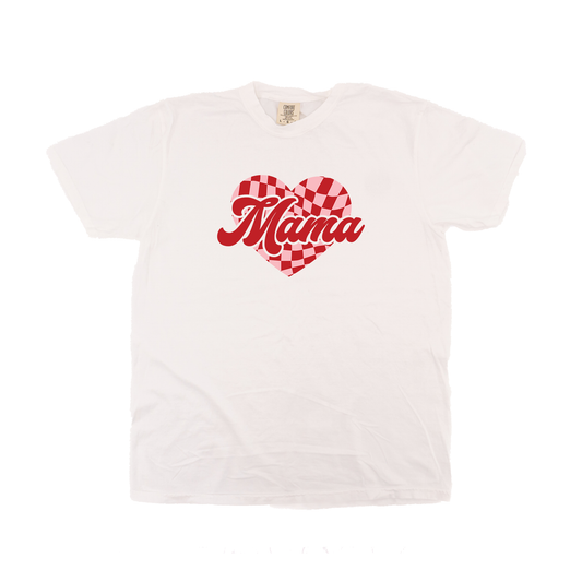 Mama Checkered Heart (Pink/Red) - Tee (Vintage White, Short Sleeve)
