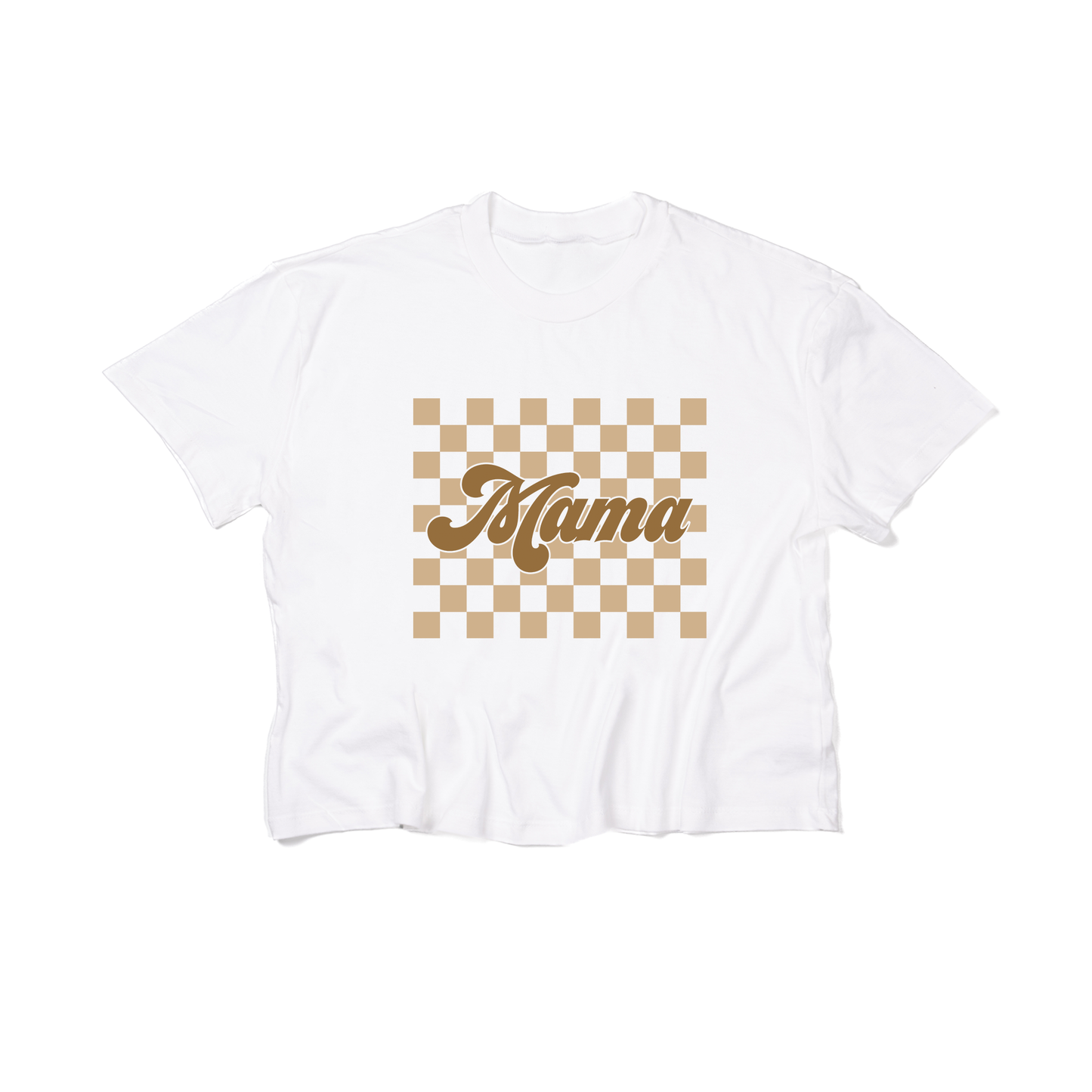 Mama Tan Checkered - Cropped Tee (White)