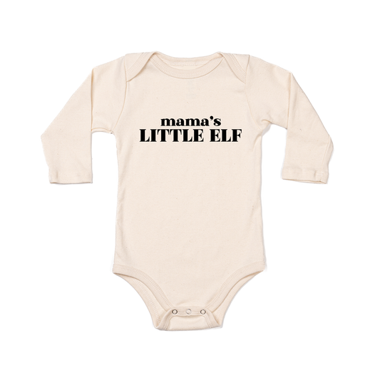 Mama's Little Elf (Black) - Bodysuit (Natural, Long Sleeve)