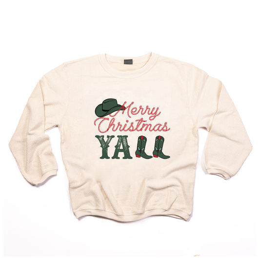 Merry Christmas Y'all - Corded Sweatshirt (Ivory)
