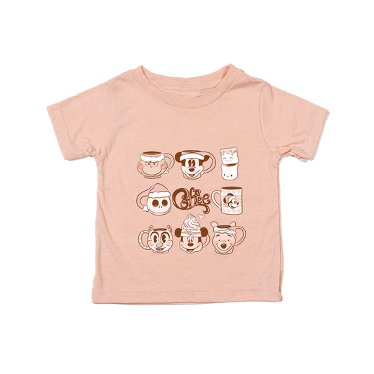 Merry Mugs Christmas Movie Favs (Pink) - Kids Tee (Peach)