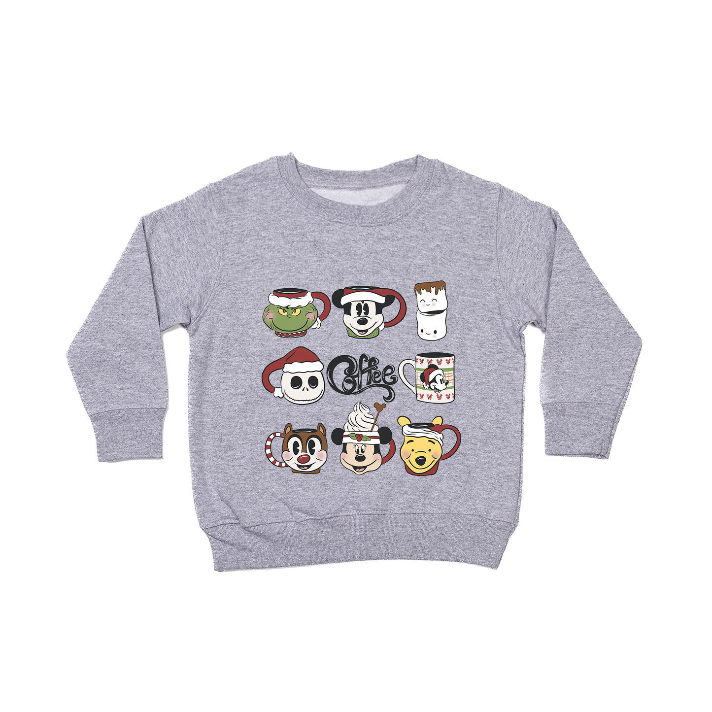 Merry Mugs Christmas Movie Favs (Red/Green) - Kids Sweatshirt (Heather Gray)