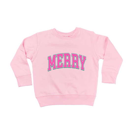 Merry Varsity (Pink) - Kids Sweatshirt (Pink)