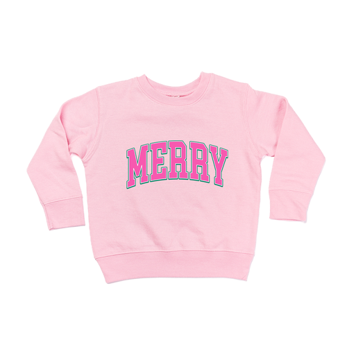 Merry Varsity (Pink) - Kids Sweatshirt (Pink)