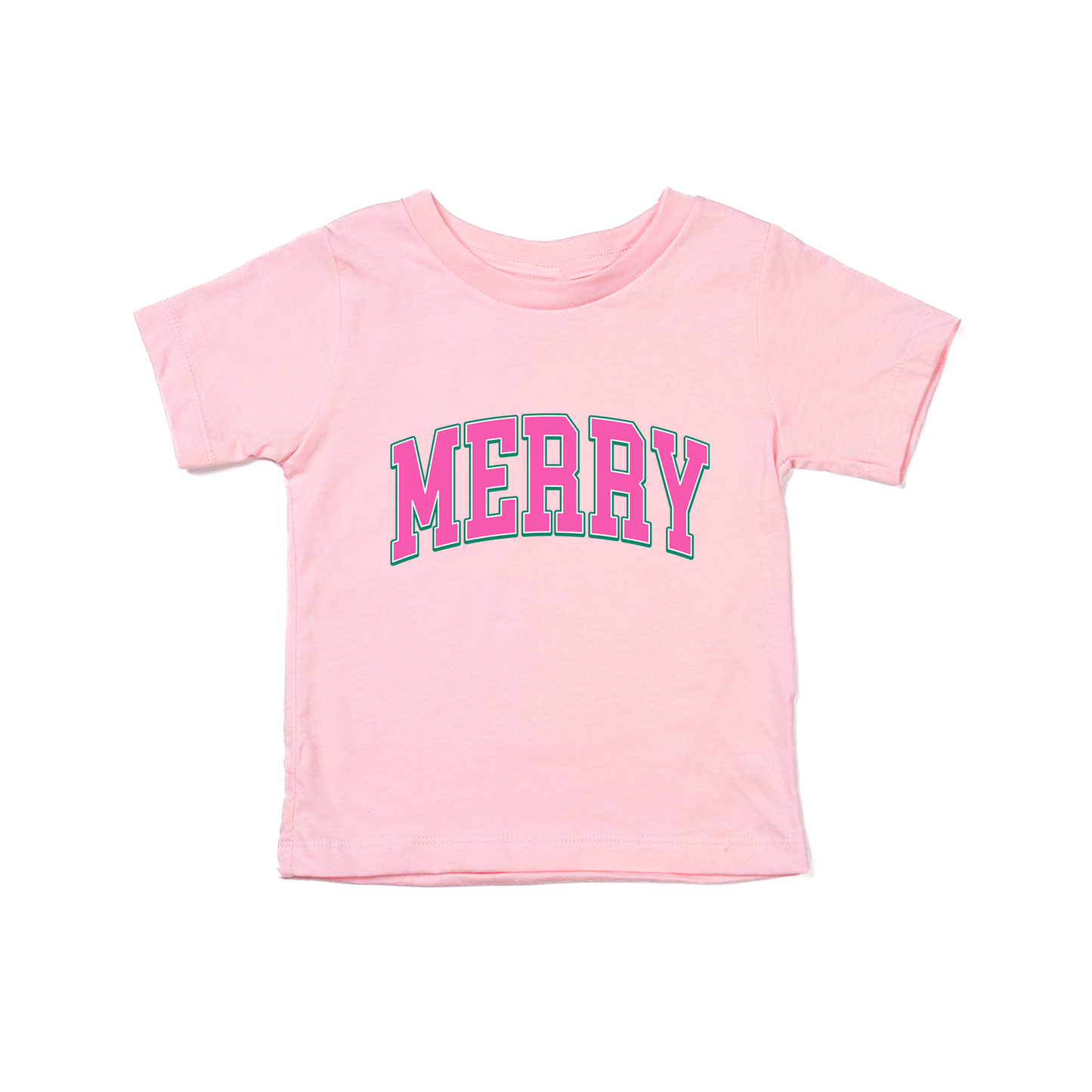 Merry Varsity (Pink) - Kids Tee (Pink)