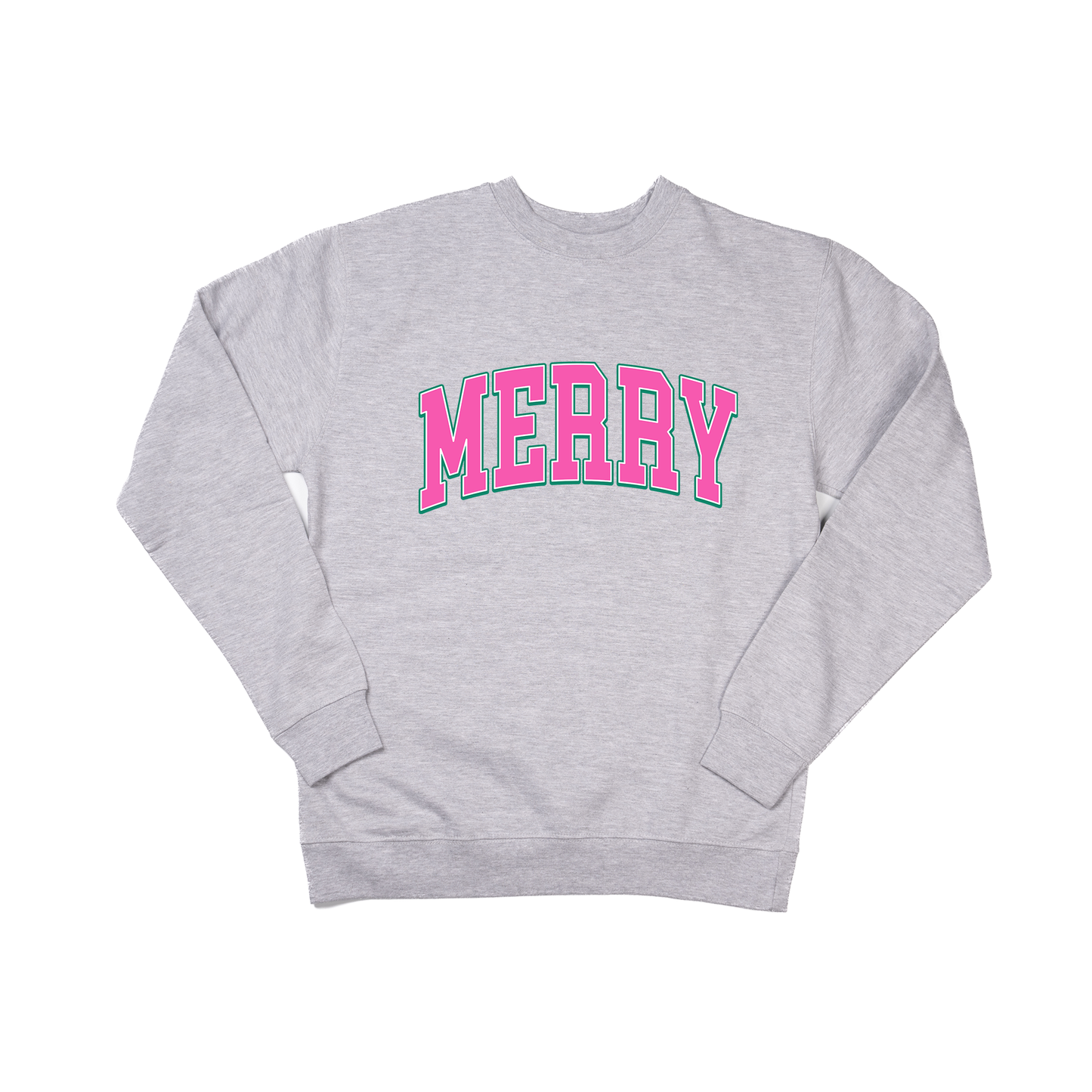 Merry Varsity (Pink) - Sweatshirt (Heather Gray)