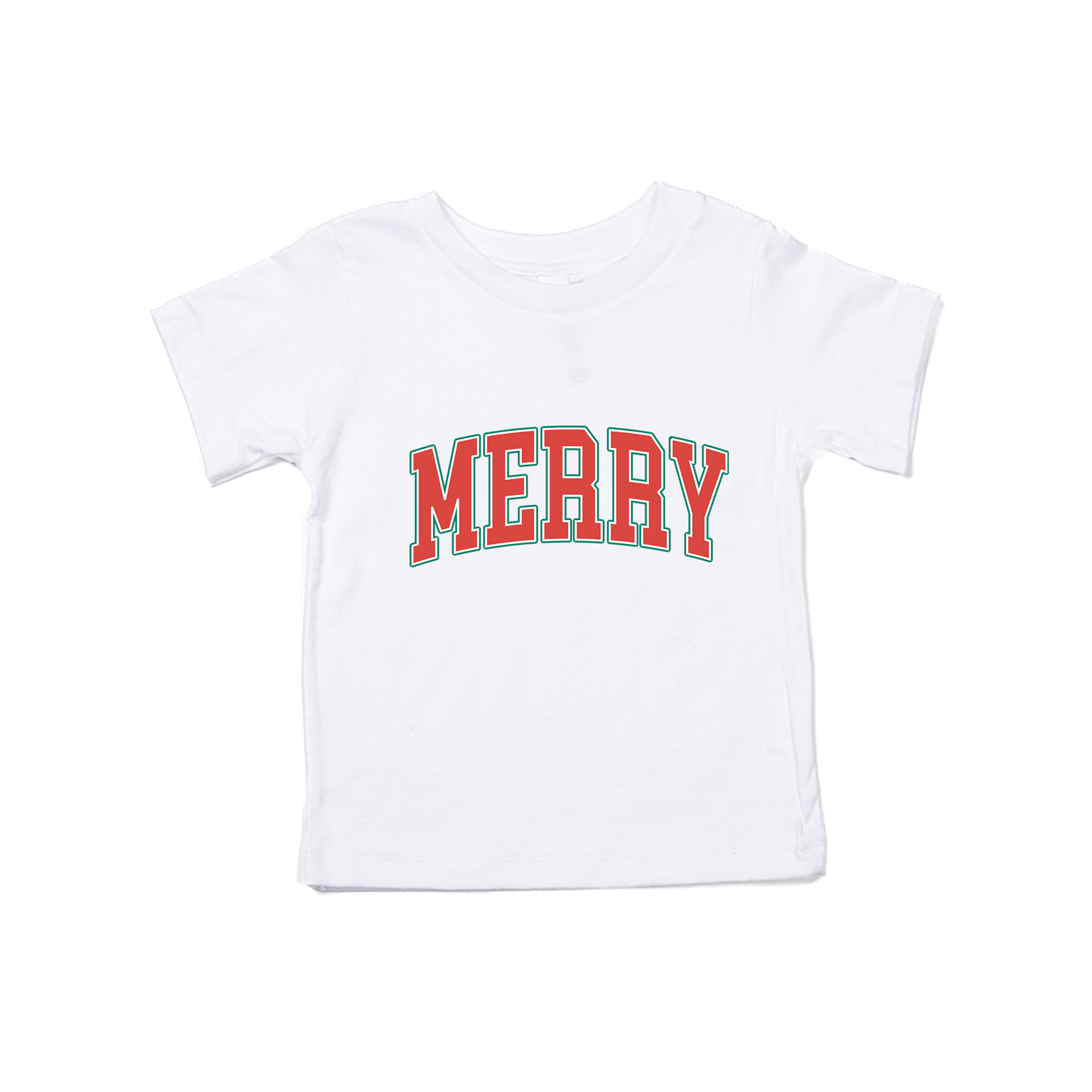 Merry Varsity (Red) - Kids Tee (White)