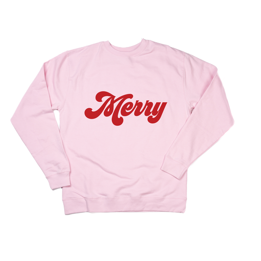 Merry (Retro, Red) - Sweatshirt (Light Pink)