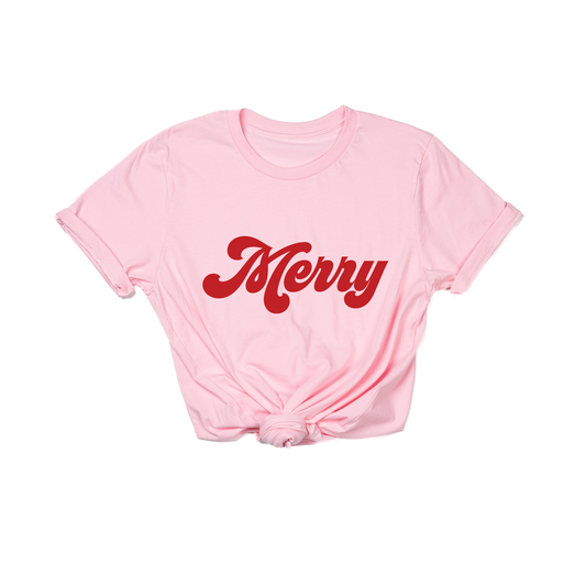 Merry (Retro, Red) - Tee (Pink)