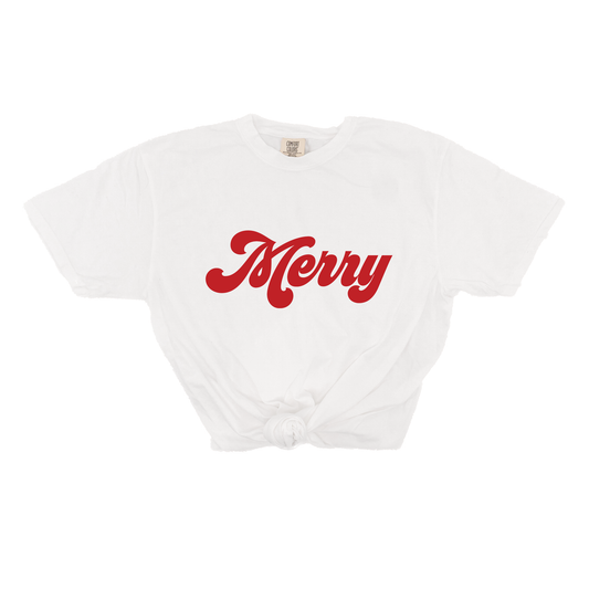 Merry (Retro, Red) - Tee (Vintage White, Short Sleeve)
