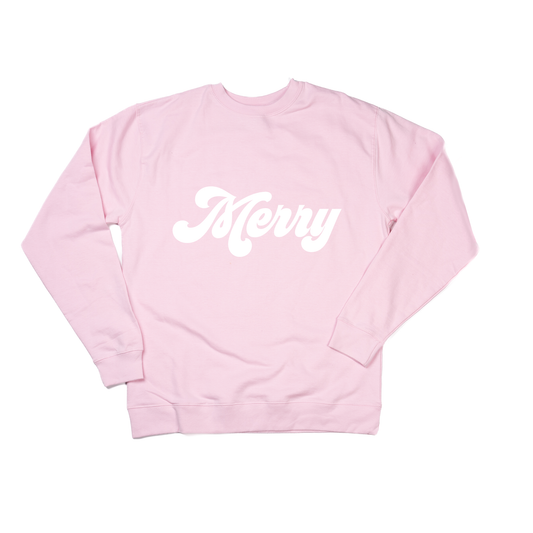 Merry (Retro, White) - Sweatshirt (Light Pink)