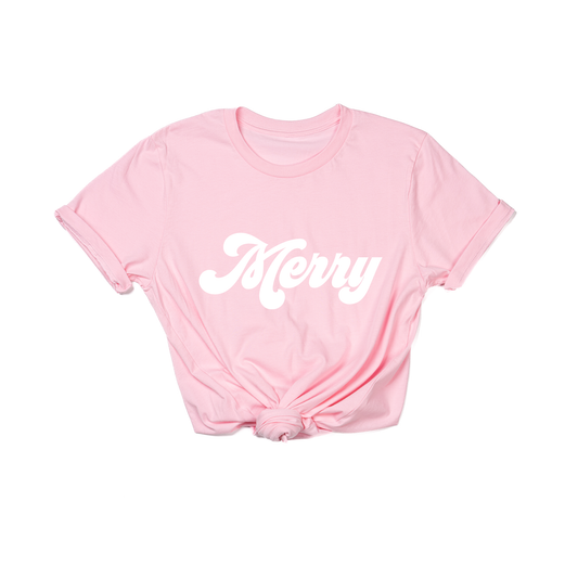 Merry (Retro, White) - Tee (Pink)