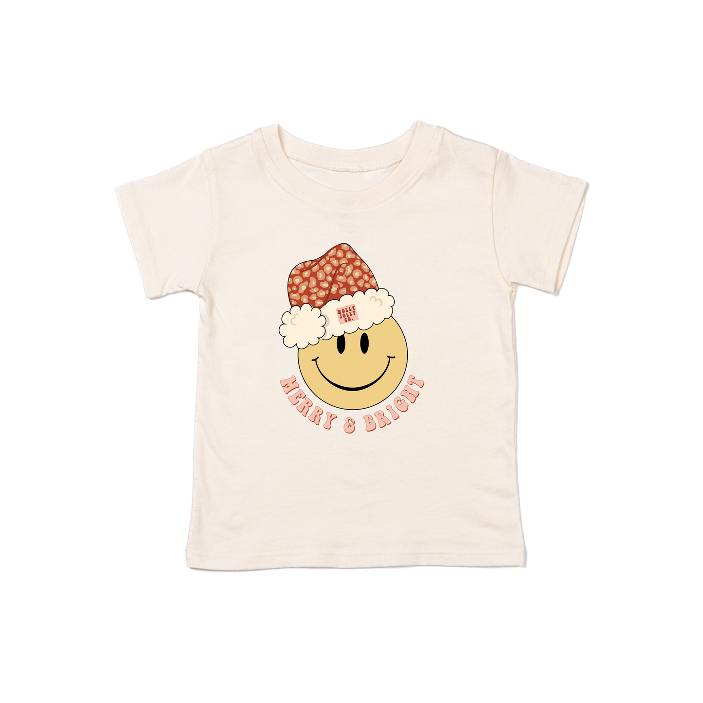 Merry & Bright Smiley Face - Kids Tee (Natural)