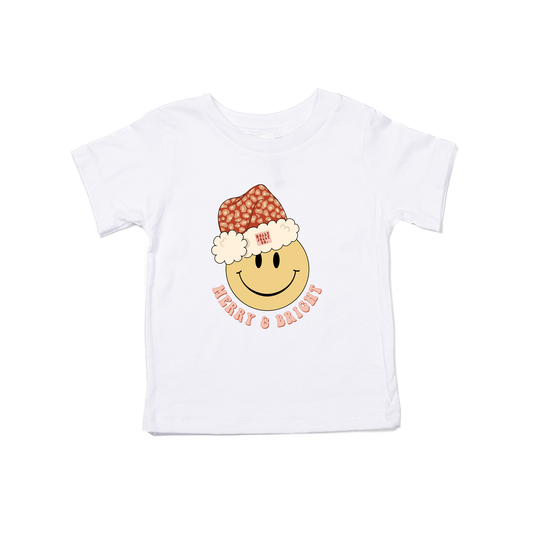 Merry & Bright Smiley Face - Kids Tee (White)