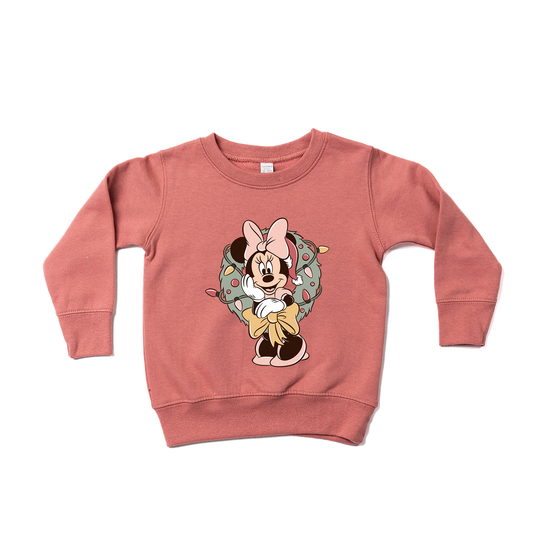 Minnie Christmas Wreath - Kids Sweatshirt (Mauve)