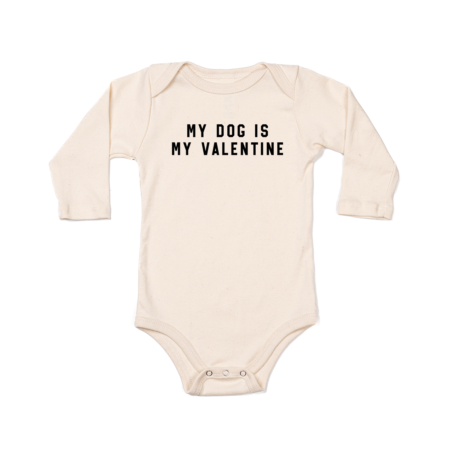 My Dog Is My Valentine (Black) - Bodysuit (Natural, Long Sleeve)