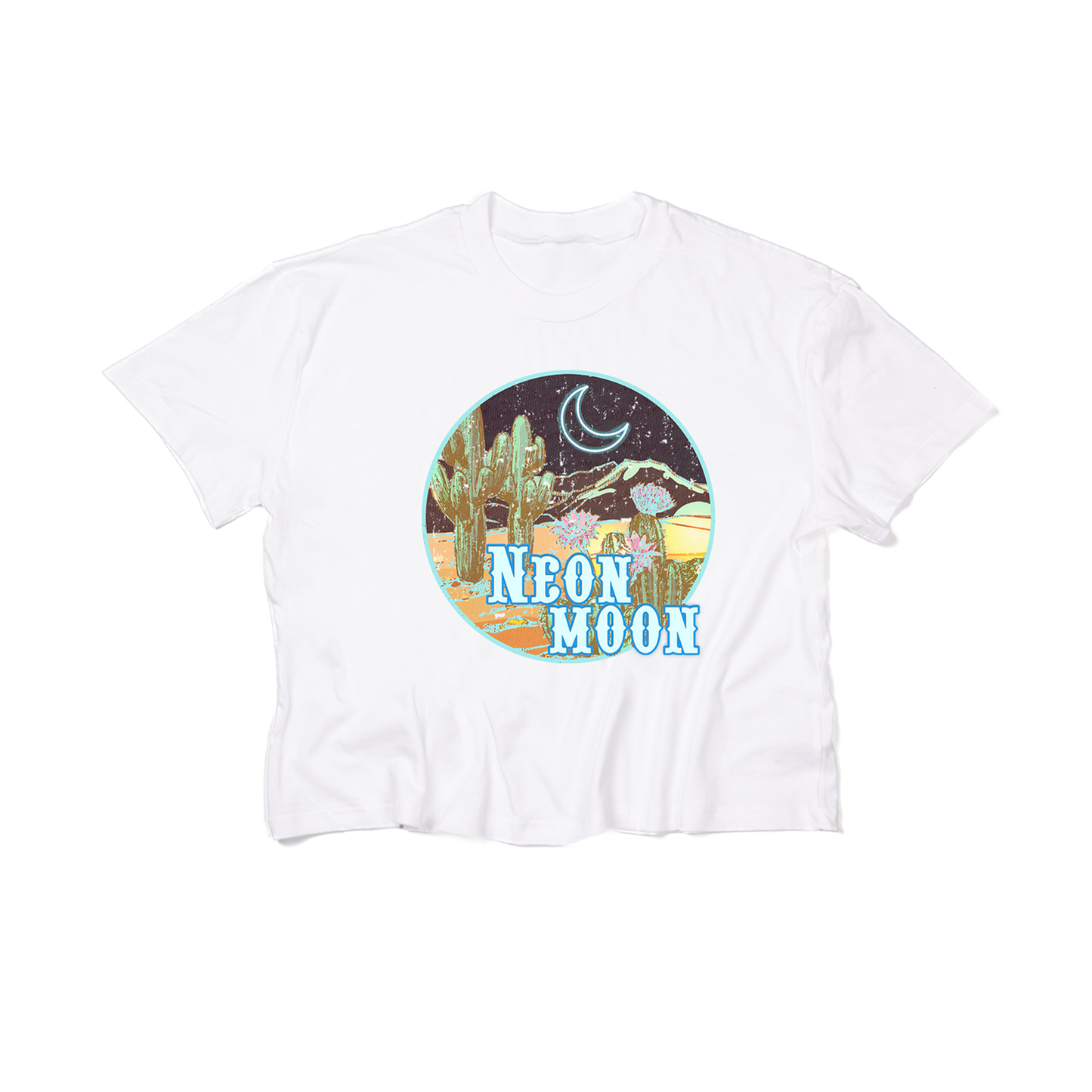 Neon Moon - Cropped Tee (White)